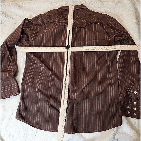 VINTAGE FRANKY MAX Pearl Snaps CLUB SHIRT ROCKABILLY VELOUR EMBOSSED MENS Large - Picture 6 of 8